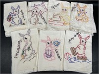 Weekday Embroidered Tea Towels Rabbits