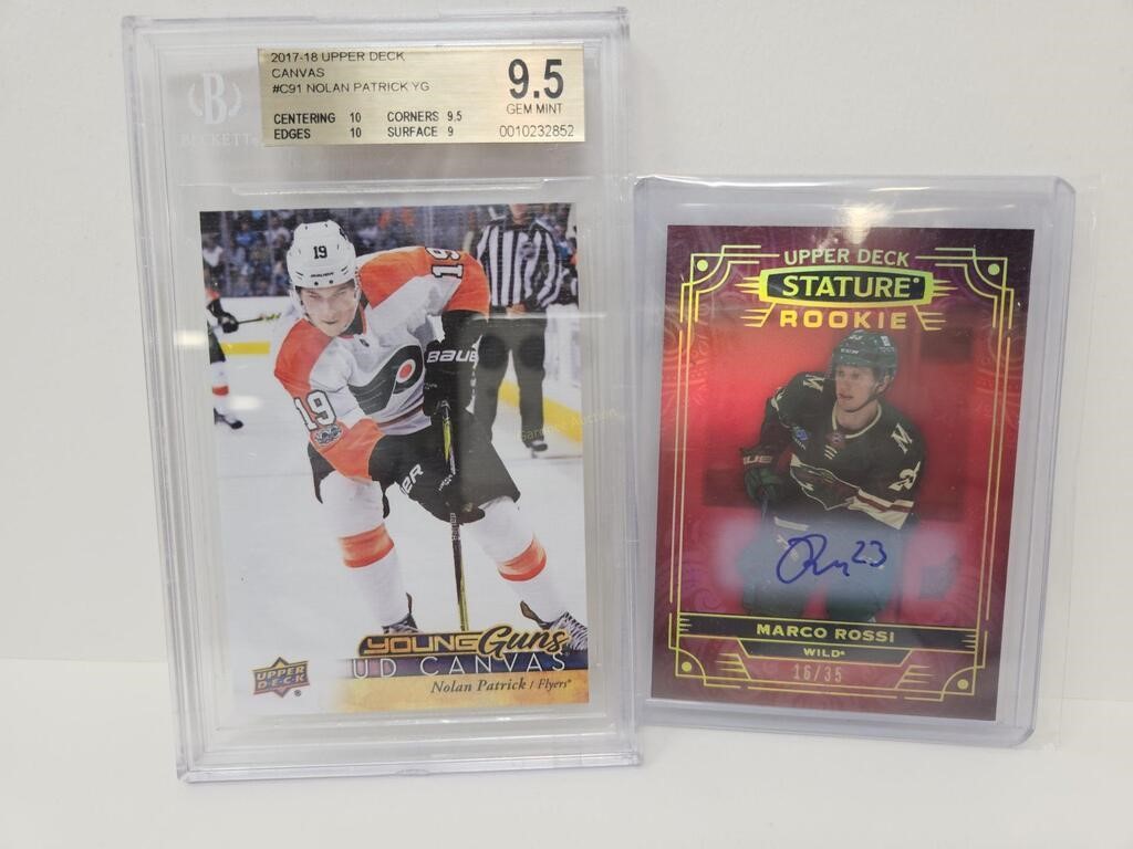 MARCO ROSSI AUTO #/35 & NOLAN PATRICK YG LOT X2