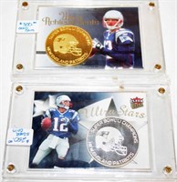 (2) Tom Brady Football Cards w/  Coins