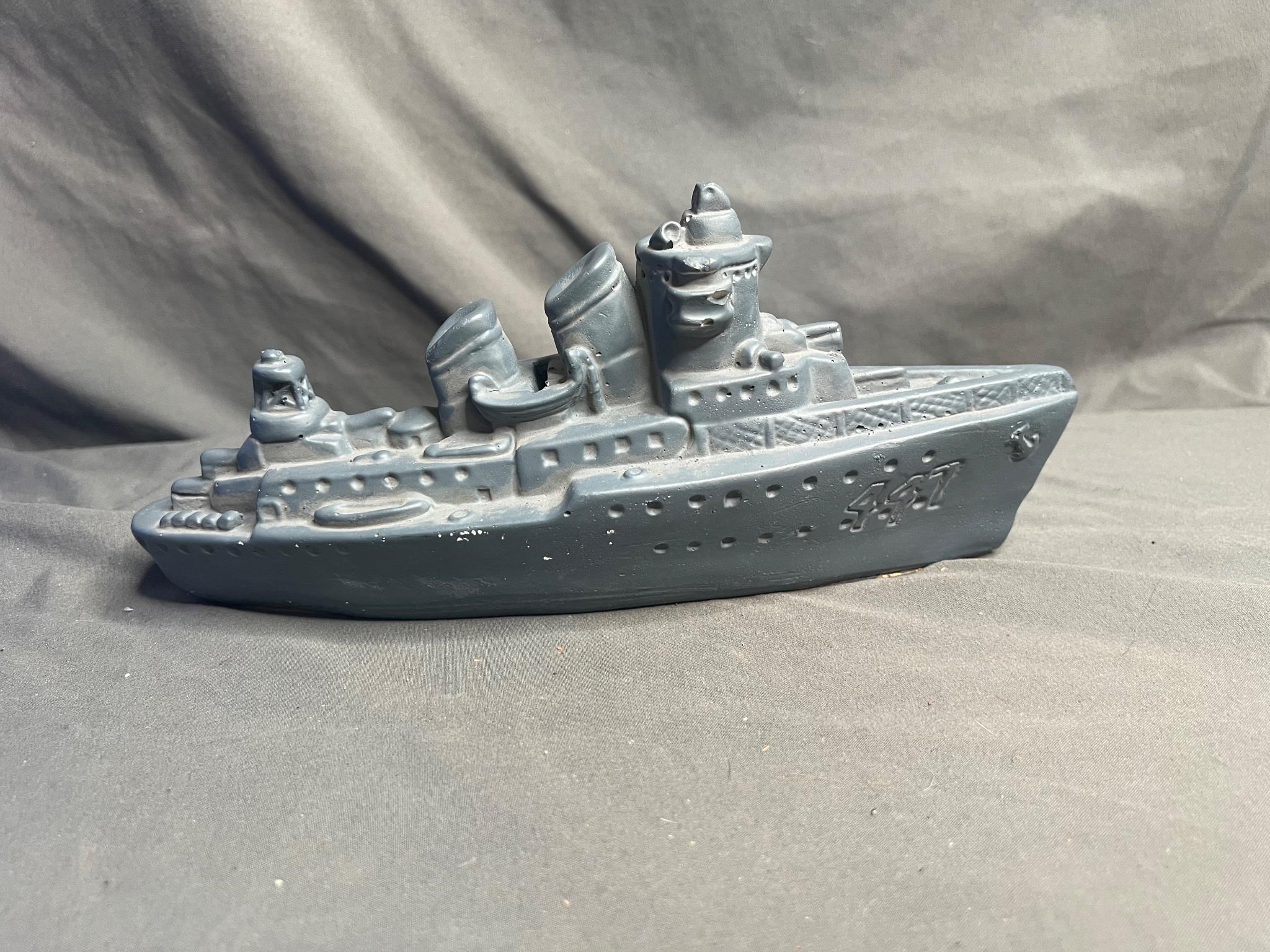 Destroyer Ship Ceramic Piggy Bank