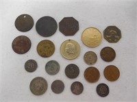 lot of 10+ asst coins, & tokens, some silver