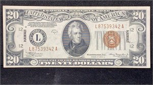 Currency: 1934A $20 Hawaiian FRN Note better grade