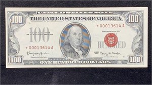 Currency: 1966 $100 Red Seal *Star Note* United