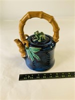 Glazed frog and bamboo tea kettle