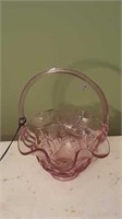 Fenton Pink Art Glass Strawberry Basket