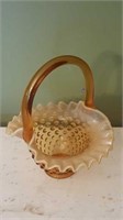 Fenton Hobnail Amber Opalescent Art Glass Basket