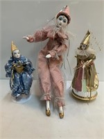 Porcelain Clown Dolls with Stands
