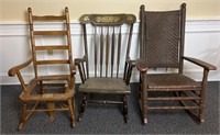 (3) Vintage rocking chairs, all need repair