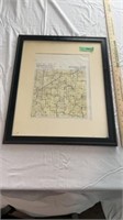 Framed wooden township plat map page