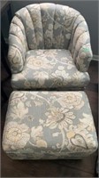 Swivel rocker chair with ottoman floral design