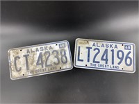 2 Mismatched 1968 AK License plates