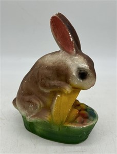 Chalkware Bunny w Basket of Eggs