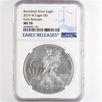 2019-W Burnished Silver Eagle NGC MS70