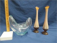 Molton Glass & 2 Vases
