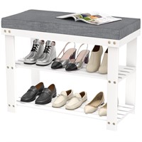 Domax White Shoe Rack Bench for Entryway - Bench w