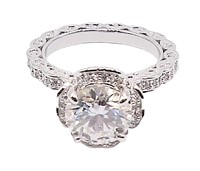 925S 3.0ct Moissanite Diamond Halo Ring
