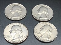 1976 Bicentennial Washington Quarters X 4