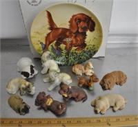 Dog figurines, collector plate - info