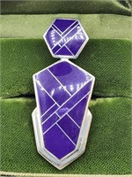 S C Sterling Art Deco Style Pendant Purple Inlay
