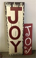 Christmas "Joy" Wooden Signs, Lot of 2