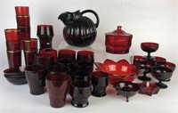Selection of Ruby Red Glassware