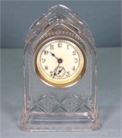 H.P. Sinclaire Brilliant Cut Glass Desk Clock