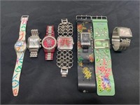 7 WOMANS WATCHES ED HARDY, MICHELE, SWATCH