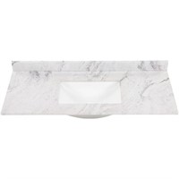 Stone Effect Vanity Top in Lunar with White Sink