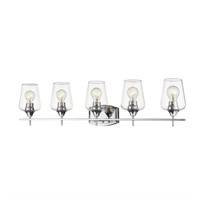 5-Light Chrome Vanity Light with Clear Glass