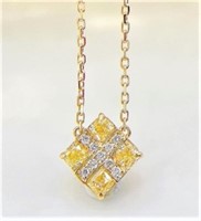 18Kt Gold Natural Yellow Diamond Necklace
