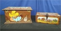 2 Wood Decorative Keepsake Boxes