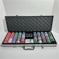 Poker Chips Set Playing Cards and Case