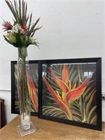 X2 Framed Art, Plant, With Vase And Matching