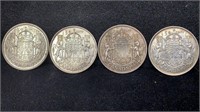 (4) Canadian Silver Half Dollars