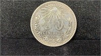 1912 Mexican Silver 50 Centavos Coin World /