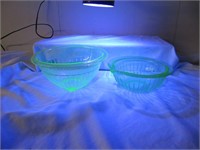 GREEN DEPRESSION GLASS BOWLS