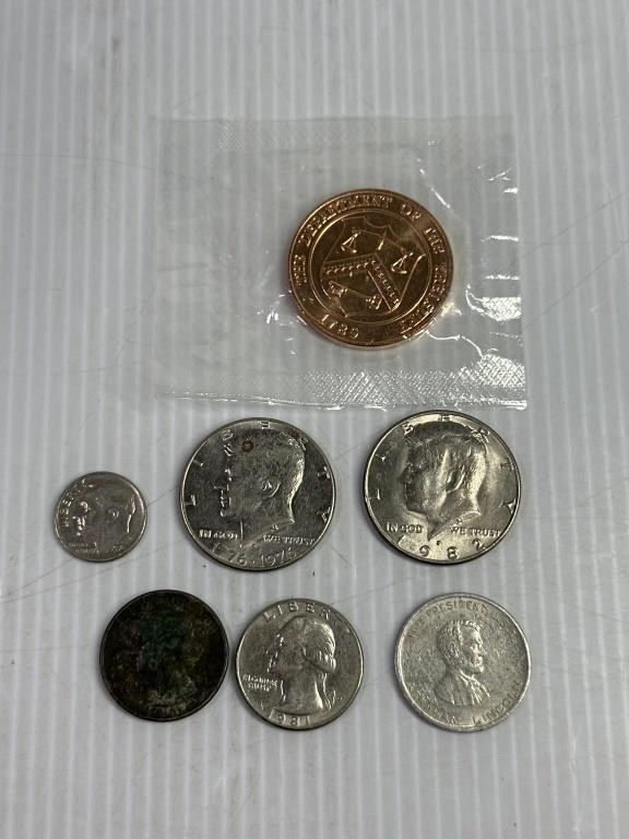 4 Clad Coins, Lincoln Token, US Mint Tokens,