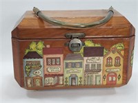 Decorative Wooden Box w/ Painted Street Scene