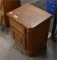 Small Wooden Nightstand with Drawer and Storage