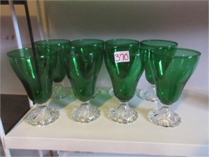 vintage green glass set .