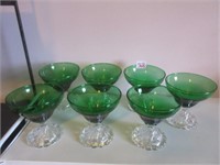 Vintage green glass, glass set