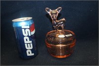 PINK DEPRESSION TWO PIECE DEER HANDLE COMPOTE