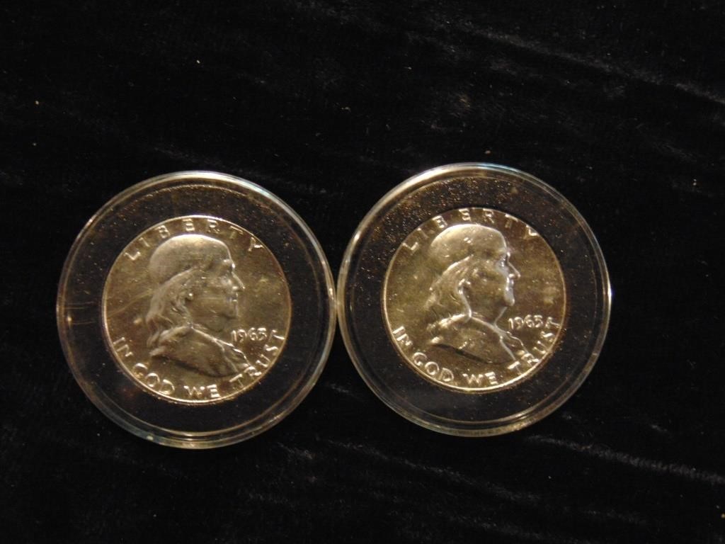 (2) Encapsulated Franklin Halves 1963 & 1969 D