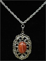 GENUINE STONE PENDANT ON CHAIN NECKLACE ROCK STONE