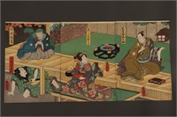 Original Japanese Woodblock Triptych,