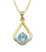 Genuine 2.00 ct Blue Topaz & Diamond Acc. Pendant