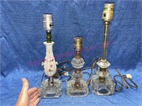 (3) Vtg Glass vanity lamps