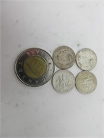 Monnaies en argent 10 c 1961-52-63-56