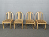 4x The Bid Solid Maple Chair W Upholstered Seats