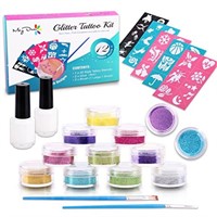 Maydear Glitter Tattoo Kit with 12 Large Glitters